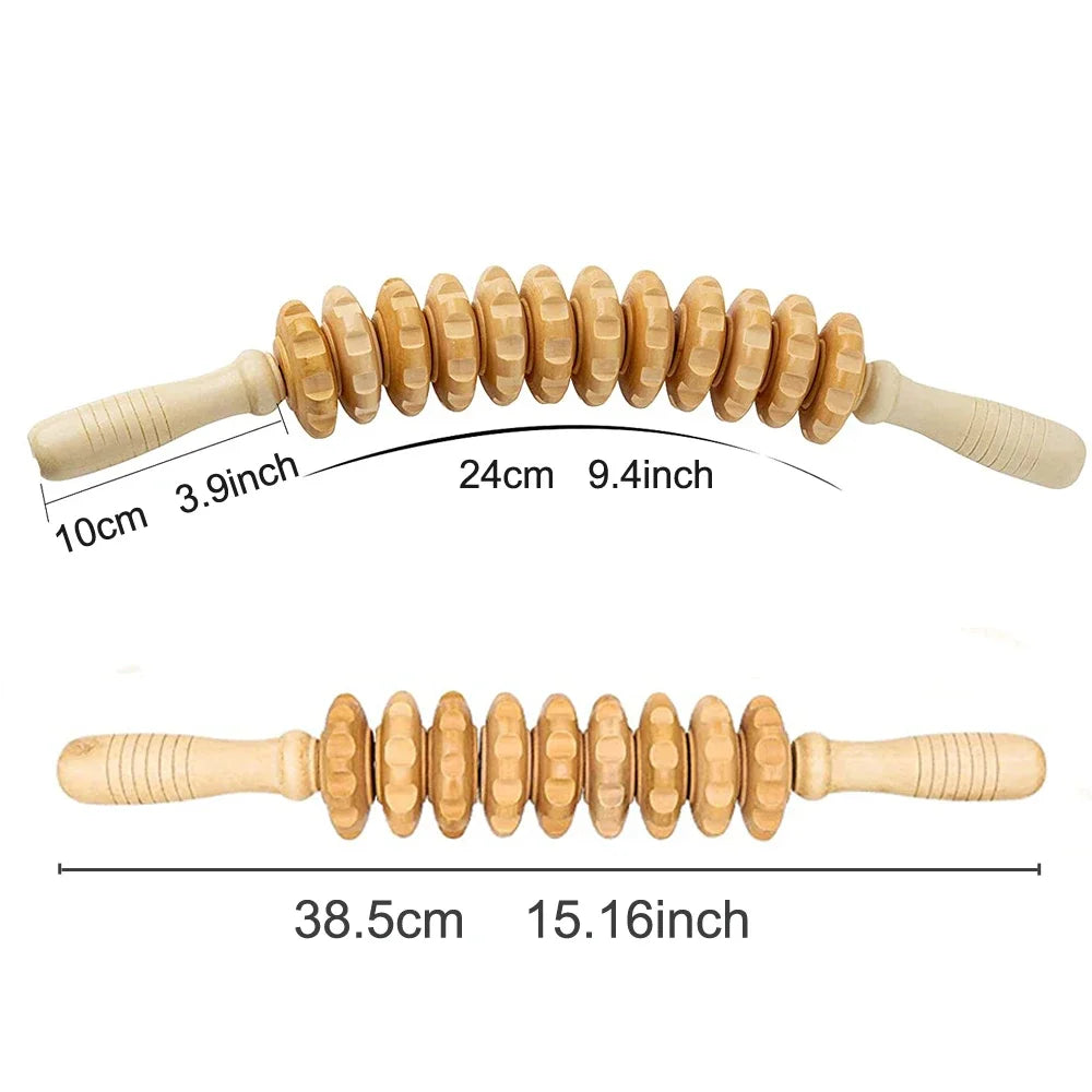 Anti-cellulite wooden roller tool